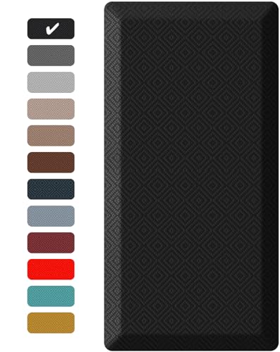Ophanie Kitchen Mats for Floor 34 inch Thick 20x39 Anti Fatigue Cushioned Mat Kitchen Rugs Waterproof Comfort Ergonomic Standing Mat for Office Home Sink Black NonSlip Ridged Bottom