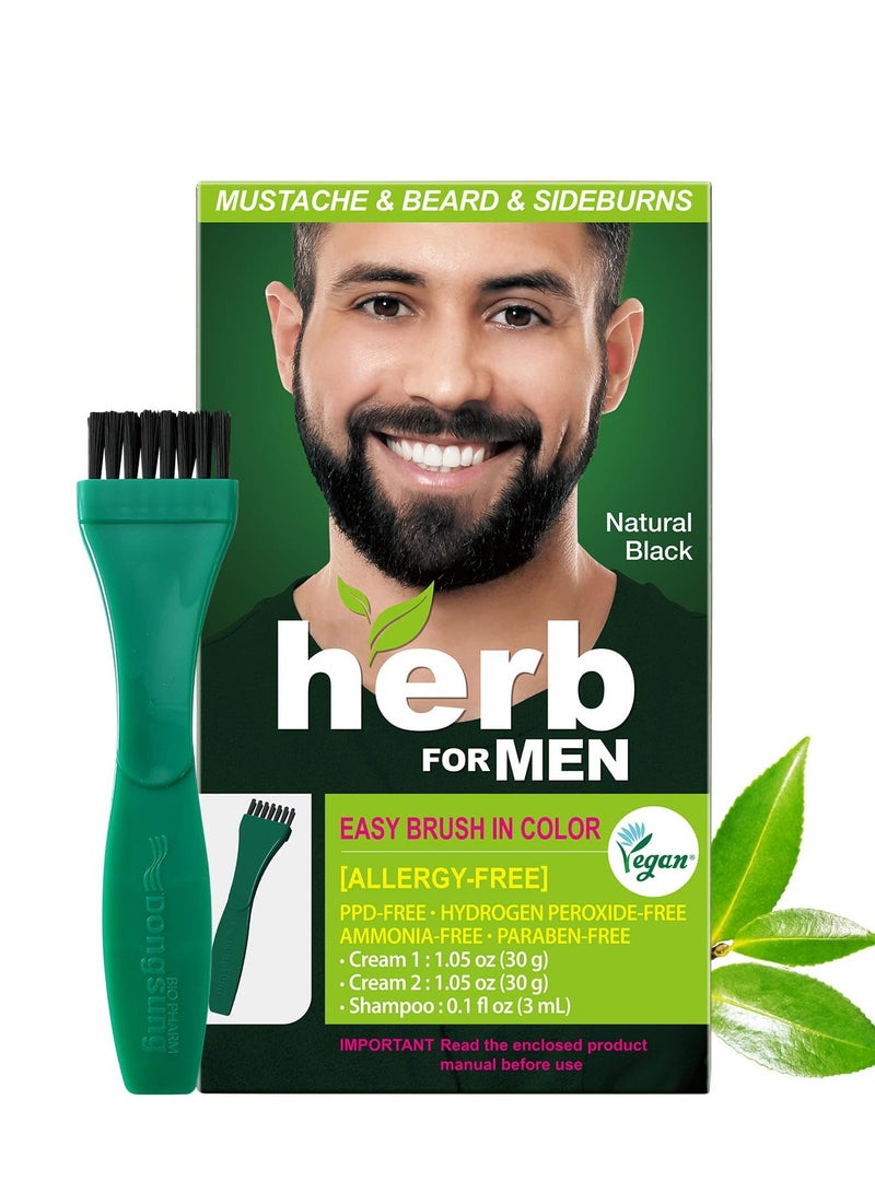 Herb Speedy Herb For Men Mustache & Beard Dye Natural Black 2.12 oz - Image 1