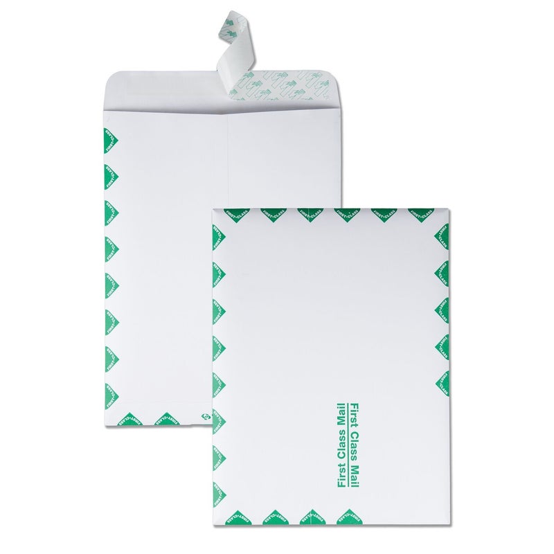 Quality Park 9 x 12 Catalog Mailing Envelopes, First Class Border, Redi-Strip Self Seal Envelope Closure, 28 lb White Wove Paper, 100 per Box (QUA44534) - Image 1