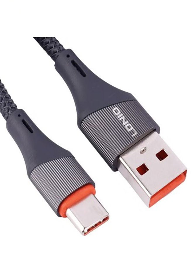 لدنيو كابل بيانات سريع الشحن LDNIO LS632 من USB-A إلى USB-C بقوة 30 وات بطول 2 متر تصميم متين مقاوم للانحناء والتشابك - رمادي - Image 3