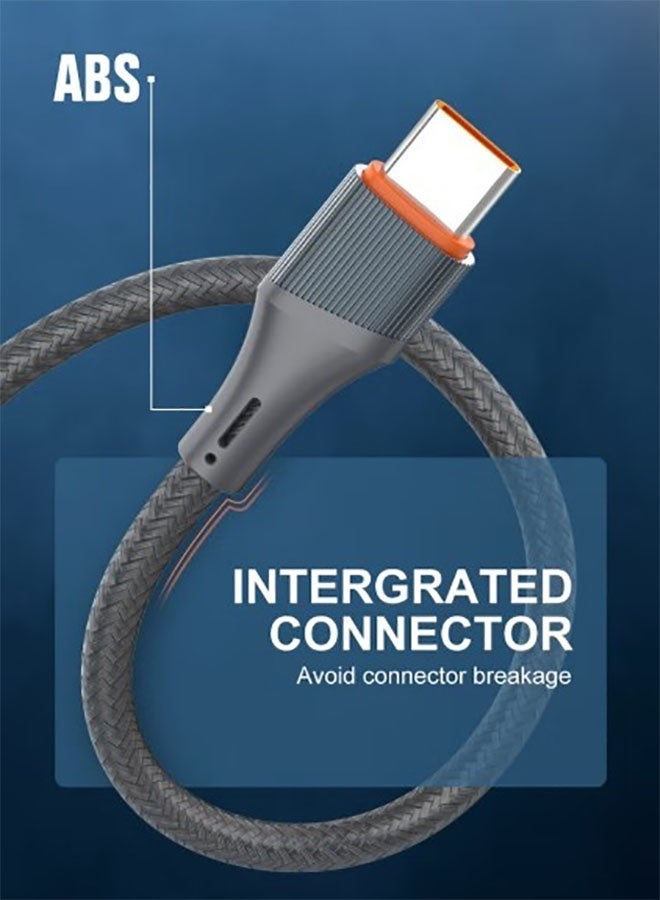 لدنيو كابل بيانات سريع الشحن LDNIO LS632 من USB-A إلى USB-C بقوة 30 وات بطول 2 متر تصميم متين مقاوم للانحناء والتشابك - رمادي - Image 2