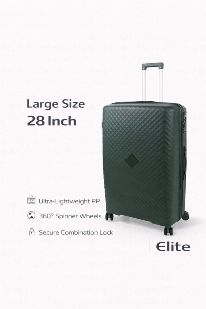 ELITE- Premium Hard-Shell Luggage 28 inch – Lightweight Spinner Suitcase – Dark Green - Image 1