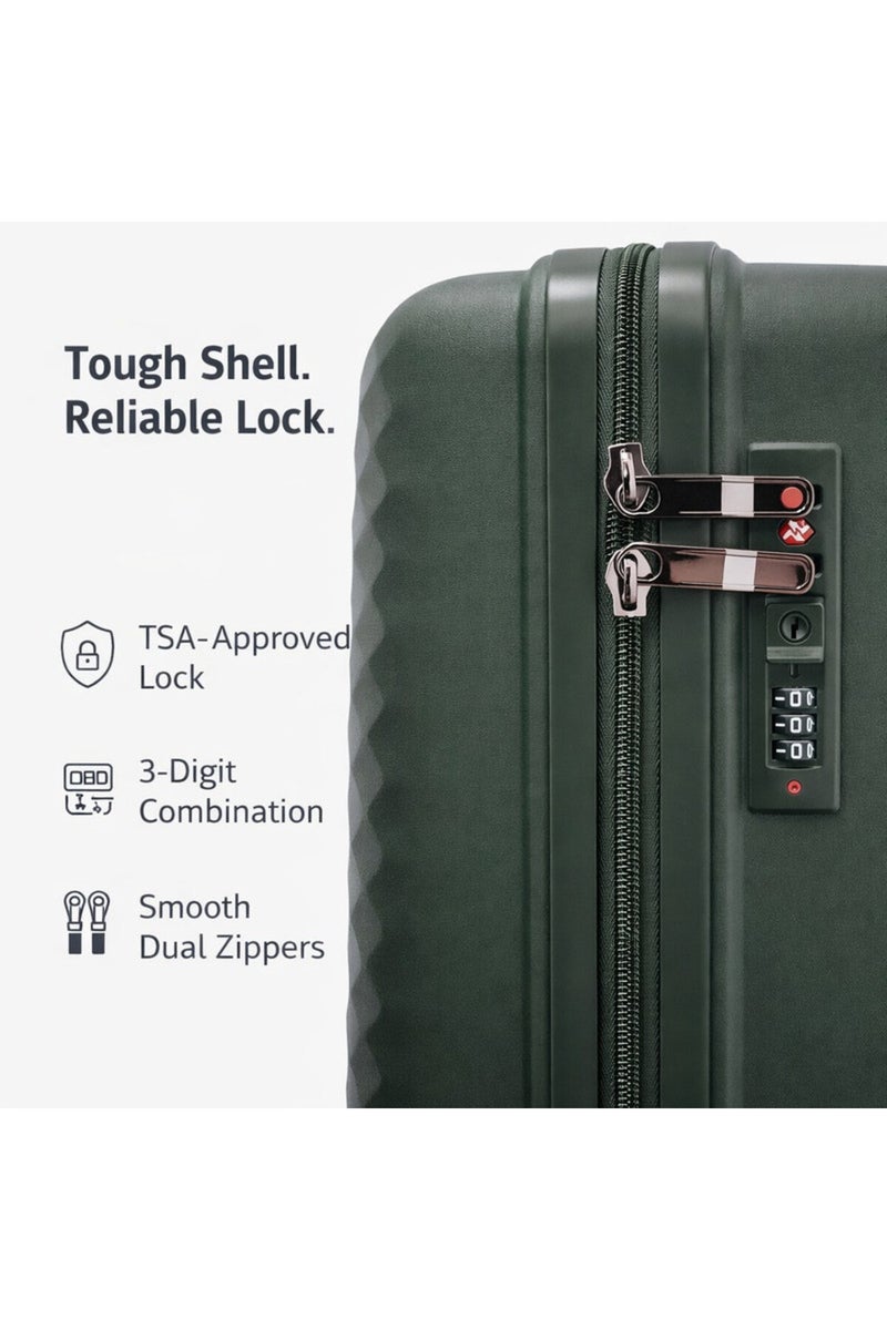 ELITE- Premium Hard-Shell Luggage 28 inch – Lightweight Spinner Suitcase – Dark Green - Image 3