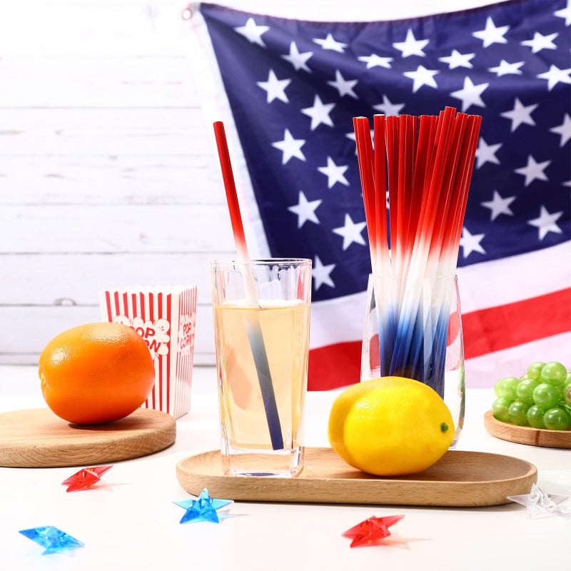 JANYUN JANYUN 30 Pcs 4th of July Straws  Reusable Plastic Patriotic Straw Red White Blue Drinking Fourth of July Party Favors Accessories for Independence Day Memorial Day Party Supplies - Image 3