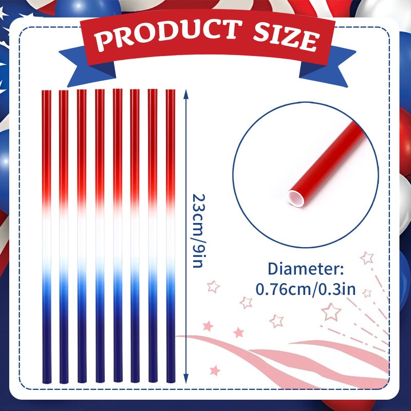 JANYUN JANYUN 30 Pcs 4th of July Straws  Reusable Plastic Patriotic Straw Red White Blue Drinking Fourth of July Party Favors Accessories for Independence Day Memorial Day Party Supplies - Image 2