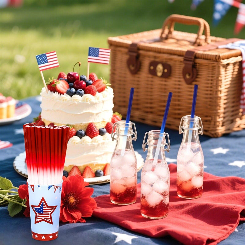 JANYUN JANYUN 30 Pcs 4th of July Straws  Reusable Plastic Patriotic Straw Red White Blue Drinking Fourth of July Party Favors Accessories for Independence Day Memorial Day Party Supplies - Image 5
