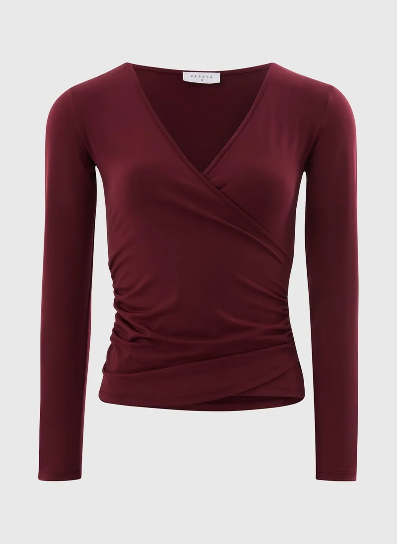 Matalan Burgundy Wrap Top