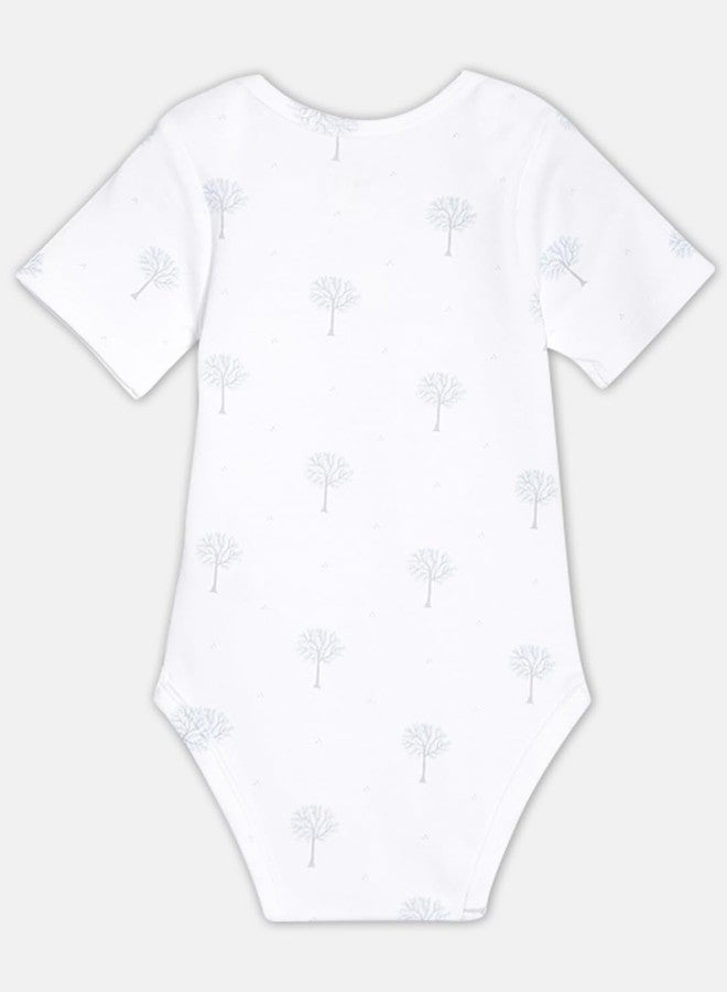 Broon Boys & Girls White and Fuchsia Printed Rompers | Premium Organic Cotton | Short Sleeves with Print and Embroidery | Infant Wear | Chemical Free | Pack of 2 - Image 5