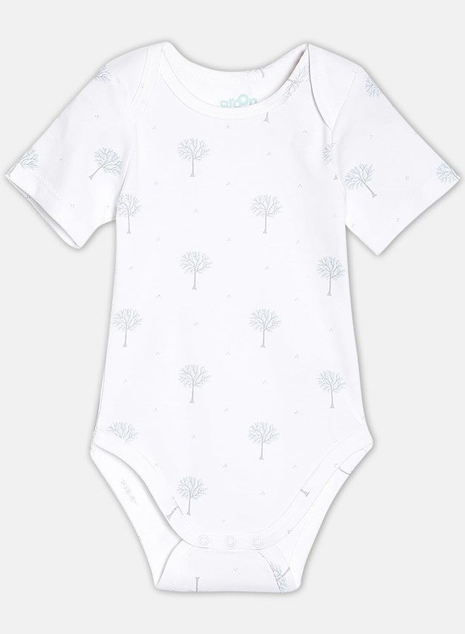 Broon Boys & Girls White and Fuchsia Printed Rompers | Premium Organic Cotton | Short Sleeves with Print and Embroidery | Infant Wear | Chemical Free | Pack of 2 - Image 3