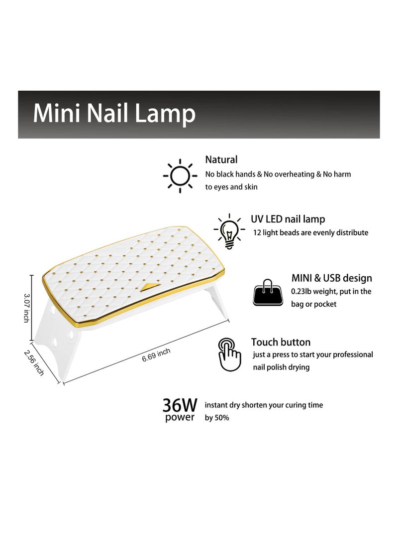 SYOSI Nail Dryer, UV Gel Nail Lamp 36W LED Nail Light for Gel Nail Polish Mini 12 Beads Nail Curing Lamp for Portable (36W White) - Image 2