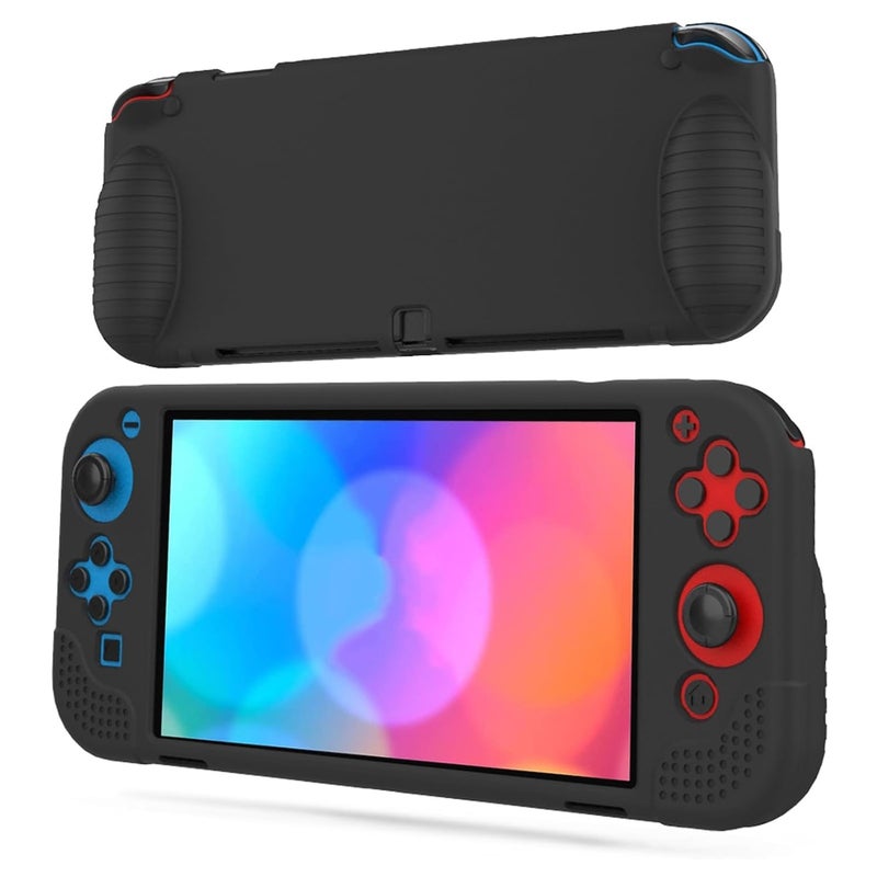 PSS Premium Soft Silicone Cover Rubber Protective Case Cover Compatible for Nintendo Switch OLED Full Body Silicon Protector Case, Ergonomic Grip Case for Switch OLED Model Console (Black) - Image 5