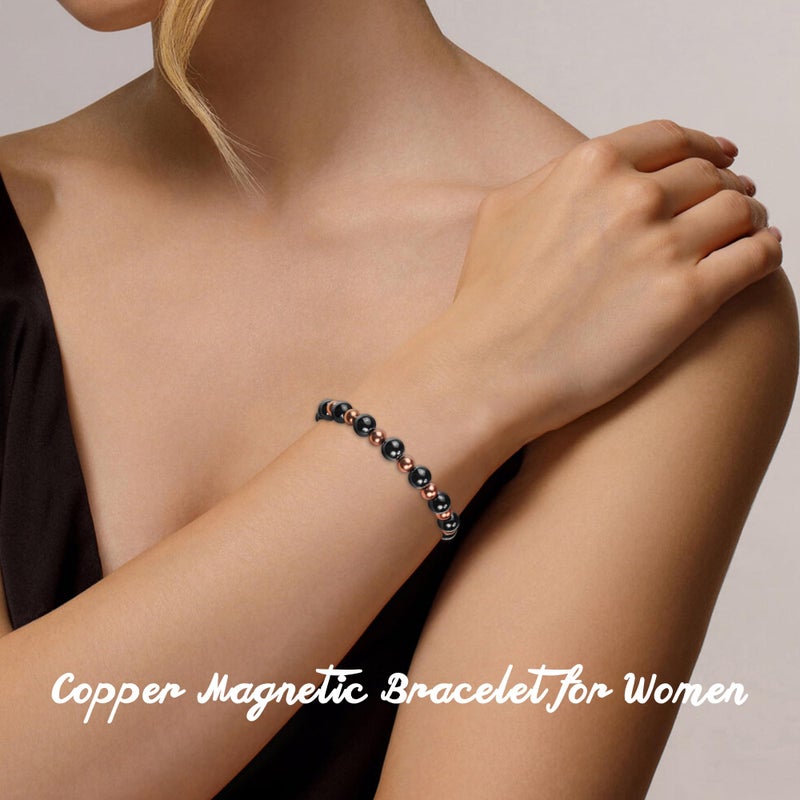 PEALICIOUS Copper Bracelets for Women Magnetic Bracelet as Birthday Gifts for Women, Dainty Copper Jewelry with 3800 Gauss Magnets, Stretch Hematite Bead Braclets Pulseras Para Mujer - Image 2