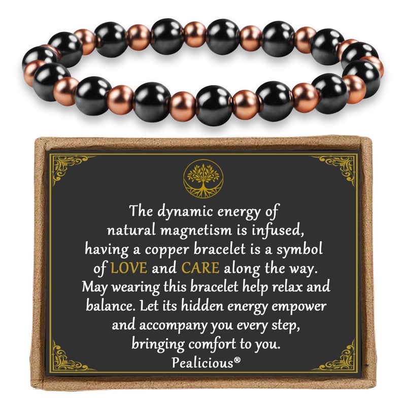 PEALICIOUS Copper Bracelets for Women Magnetic Bracelet as Birthday Gifts for Women, Dainty Copper Jewelry with 3800 Gauss Magnets, Stretch Hematite Bead Braclets Pulseras Para Mujer - Image 1