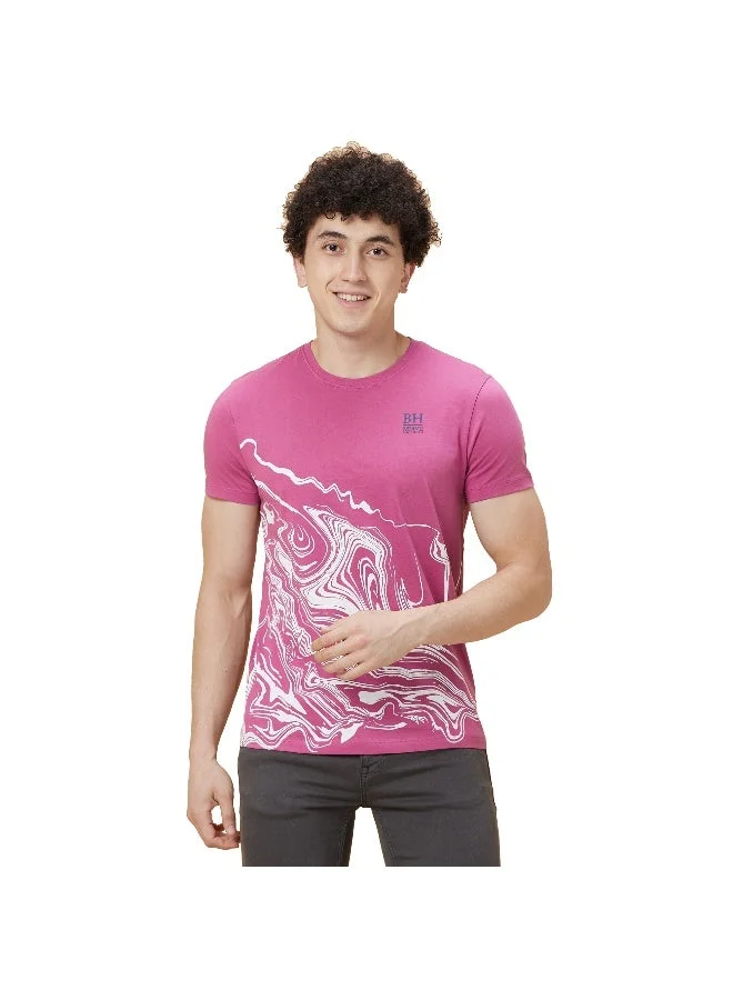 بيينغ هيومان Mens Mauve Haze Round Neck Short Sleeve T-Shirt