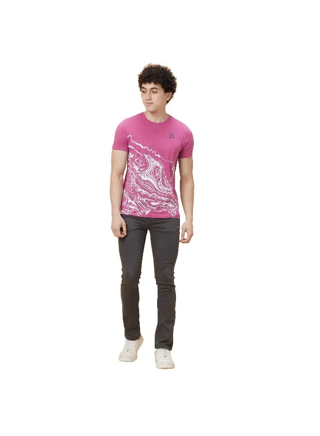 بيينغ هيومان Mens Mauve Haze Round Neck Short Sleeve T-Shirt
