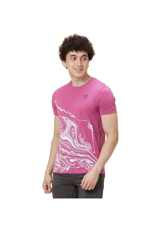 بيينغ هيومان Mens Mauve Haze Round Neck Short Sleeve T-Shirt
