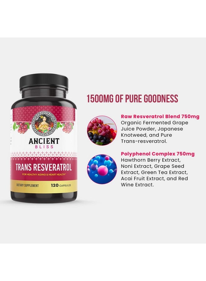 Ancient Bliss Resveratrol Powerful Antioxidant Supplement with Green Tea, Grape Seed Extract, Cardiovascular, Vitality & Immune Support Supplement for Men & Women - Image 3