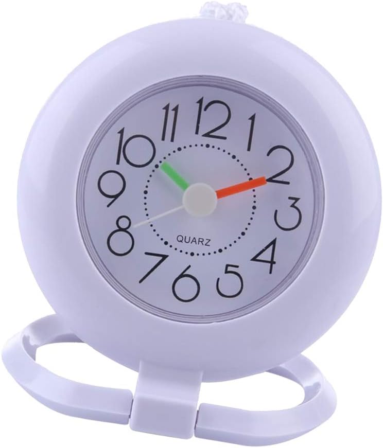 klarako Bathroom Shower Waterproof Wall Clock Kitchen Cook Baking Clock, with Towel Ring Hook, Flexible to Stand or Hang  White, 12cm - Image 1