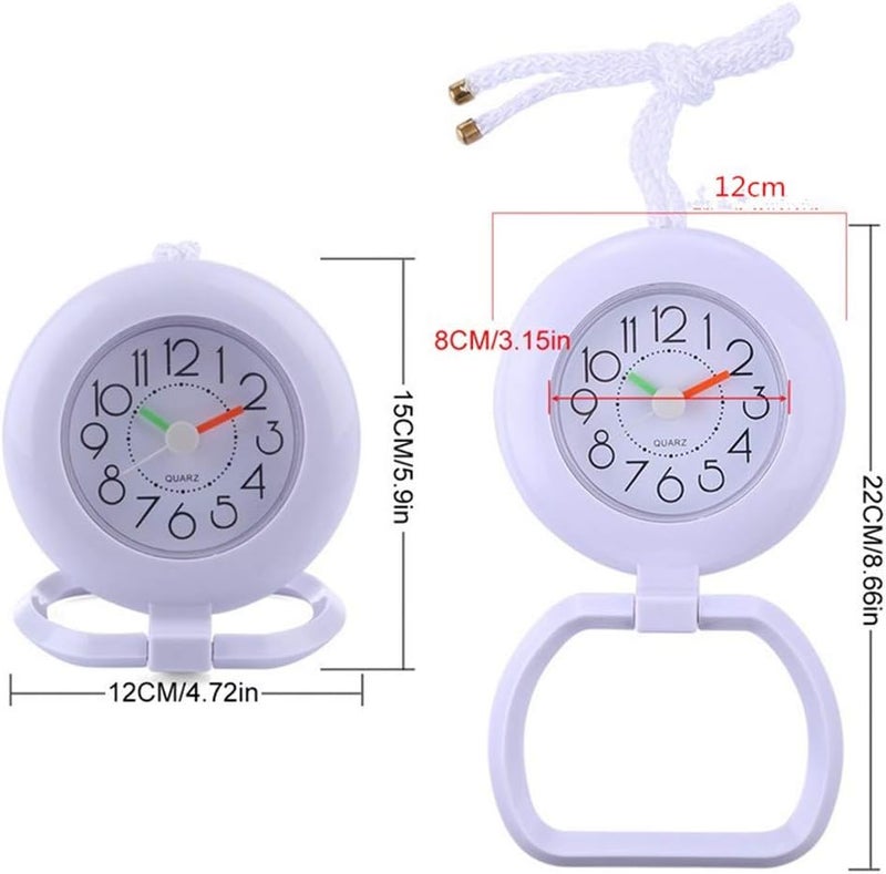 klarako Bathroom Shower Waterproof Wall Clock Kitchen Cook Baking Clock, with Towel Ring Hook, Flexible to Stand or Hang  White, 12cm - Image 5