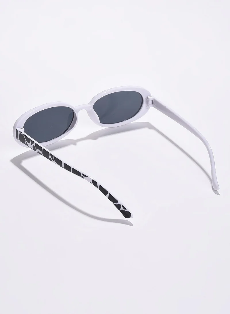 Haute Sauce Black Lens White Oval Sunglasses
