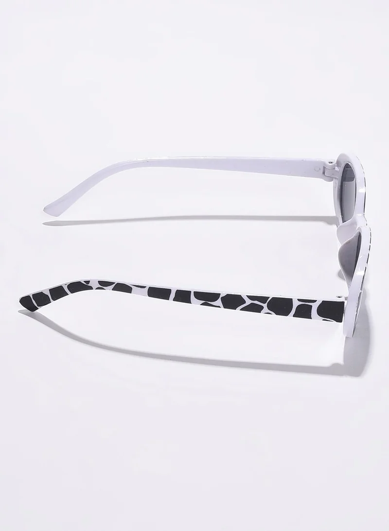 Haute Sauce Black Lens White Oval Sunglasses