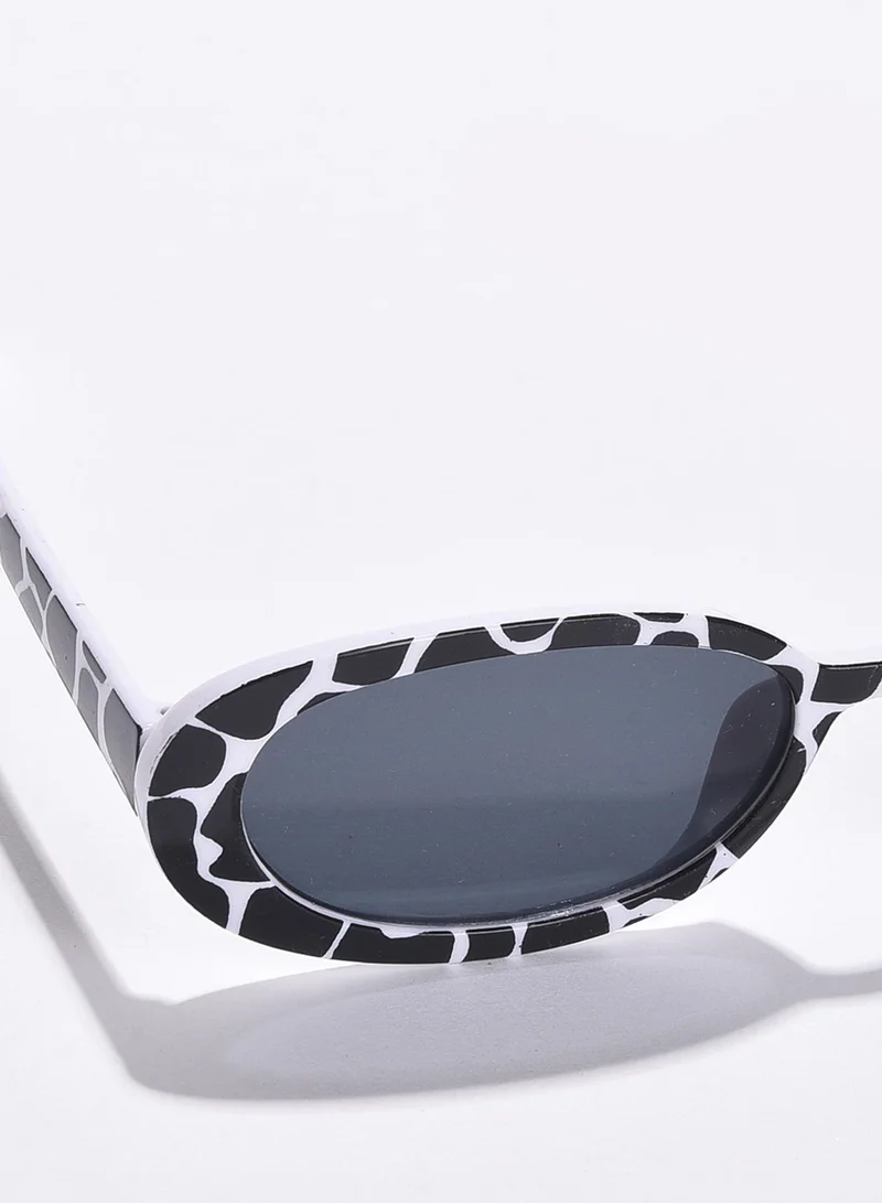 Haute Sauce Black Lens White Oval Sunglasses