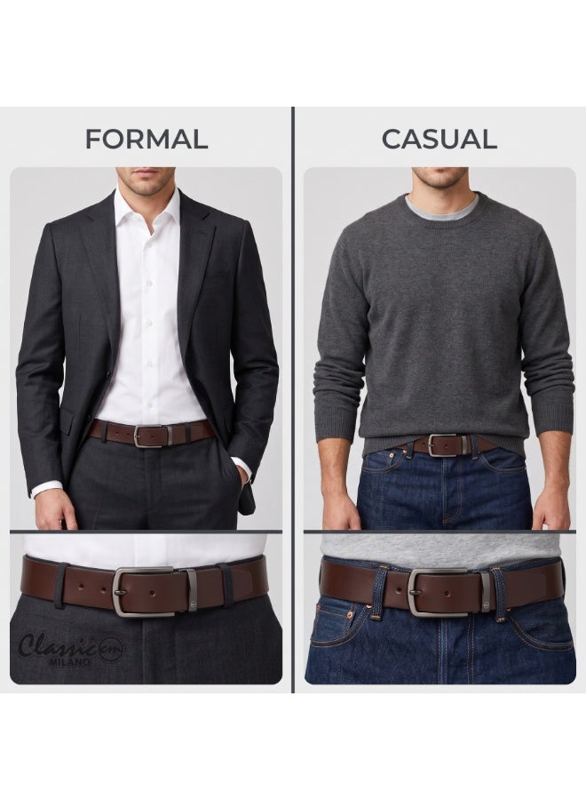 Classic Milano Genuine Leather Belt for Men – Black Formal Belt Men – Men Belts for Office & Business Wear – Mens Belt Leather with Gift Box - Image 2