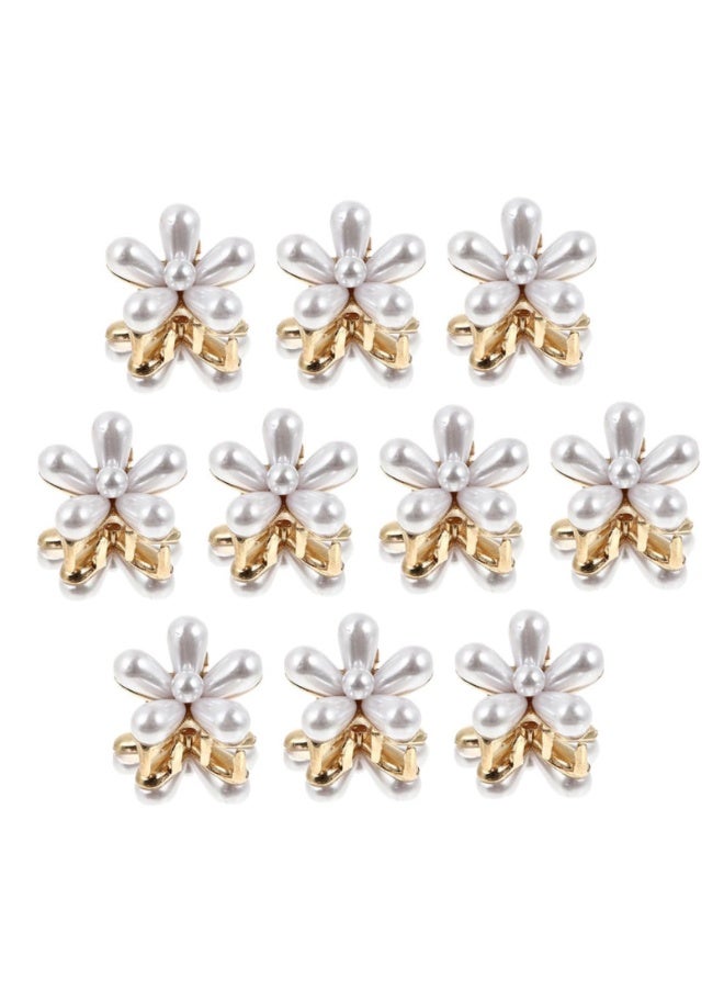 SUNSAR Small Crystal Hair Claw Clips for Women Girl, Multicolor Mini Pearl Flower Claw Design, Sweet Daisy Artificial Bangs Decorative Hair Accessories - Image 1