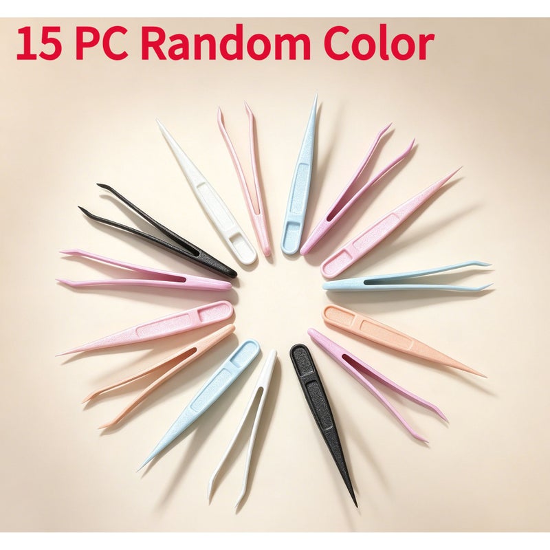 15 Random Color Plastic Tweezers 15 Pieces Durable Four Season Universal Tweezers For Educational Exploration Yard Use Insect And Plant Learning Kits Classroom Reward Games Outdoor Discovery Sticker Eyelash Crafts And Diamond Painting - Image 3