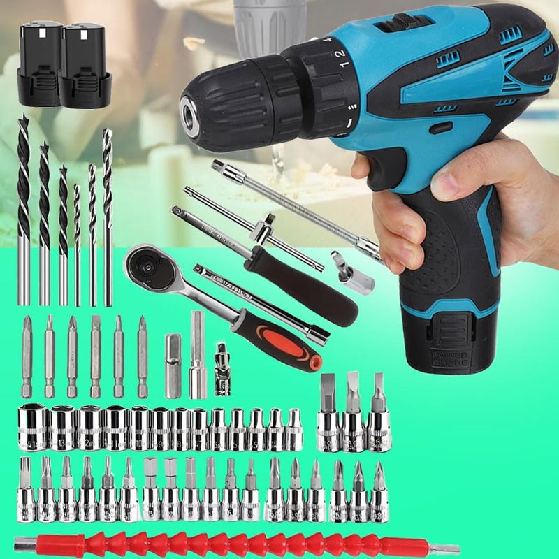 Galaxe Brushless 12V cordless professional drill and screwdriver Power Tools Combo Kit Impact wireless Screw Drivers with Hand Tool Kit GLX12V46SS17 74pcs tool kit - Image 1