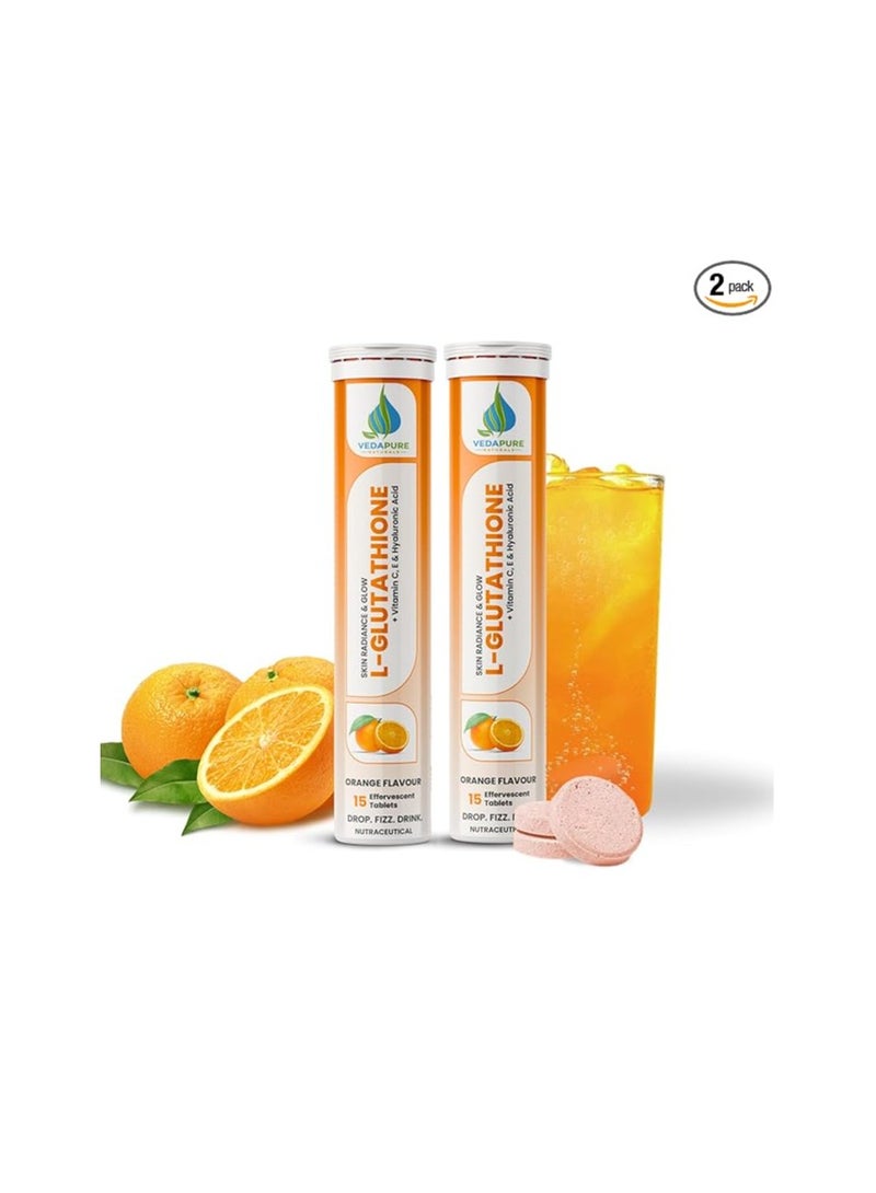 VEDAPURE Vedapure L-Glutathione Effervescent Tablets with Vitamin C & E 15 Orange-Flavored Tablets 