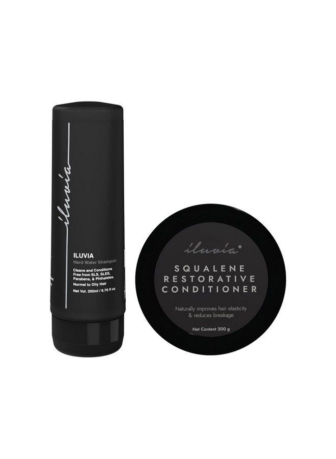 iluvia Professional Basic Haircare Combo Cleansing Hard Water Shampoo 200 Ml & Squalene Restorative Conditioner 200 Gm (Pack Of 1) - Image 1