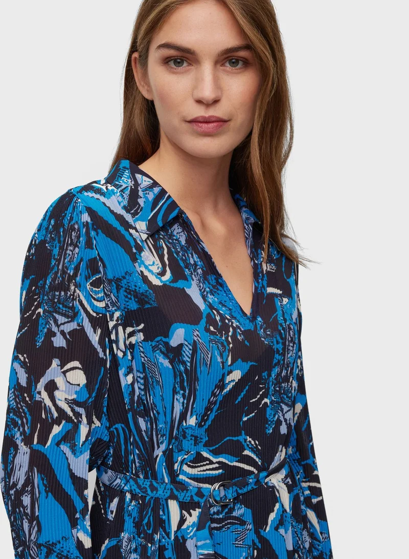 BOSS Floral Print Belted Dress