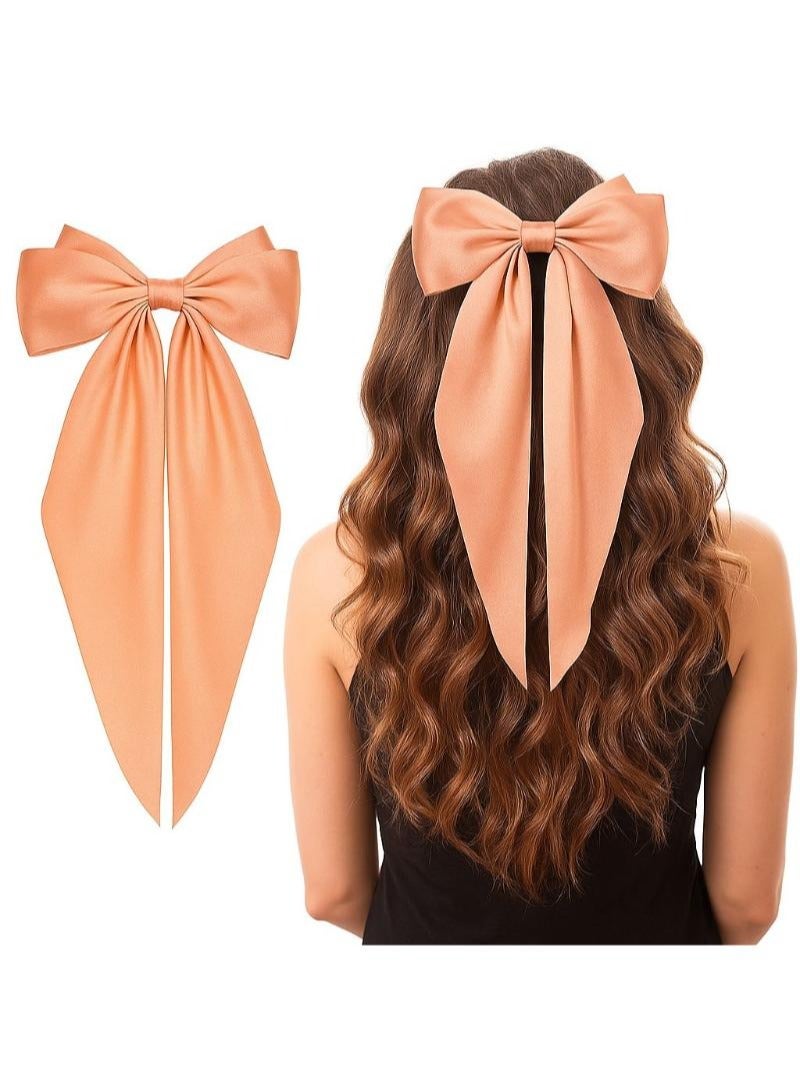 مشابك شعر WLLHYF بفيونكة كبيرة ومشابك شعر من الساتان الحريري ومشابك شعر طويلة على شكل ذيل فرنسي ودبابيس شعر معدنية وإكسسوارات شعر (سيمون)