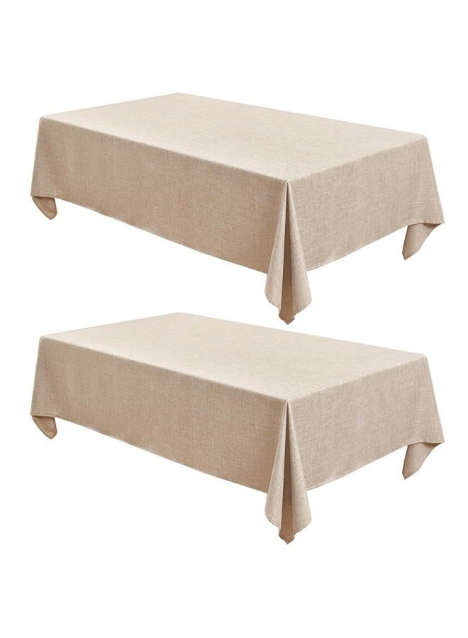 Fitable Faux Linen Beige Tablecloths 2 Pack, Faux Burlap Fabric Table Clothes for Rectangle Tables, Rustic Wrinkle-Proof Table Covers for Kitchen Dining, Party, Farmhouse, Baby Shower (54 x 78 Inch) - Image 1