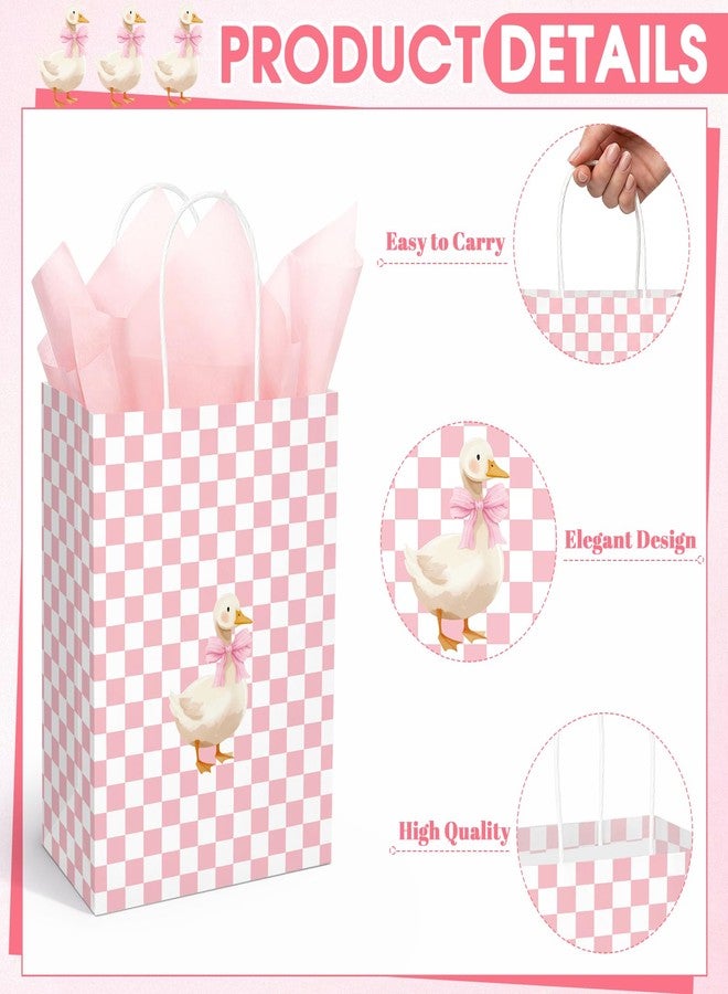 Engrowtic 25 Pcs Pink Silly Goose Bags with Handles Goose Themed Gift Goodie Kraft Paper Bags Coquette Party Favors for Wedding Birthday Bridal Shower Baby Shower Supplies - Image 3