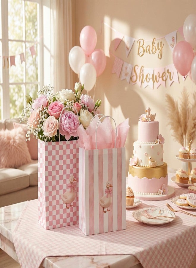 Engrowtic 25 Pcs Pink Silly Goose Bags with Handles Goose Themed Gift Goodie Kraft Paper Bags Coquette Party Favors for Wedding Birthday Bridal Shower Baby Shower Supplies - Image 5