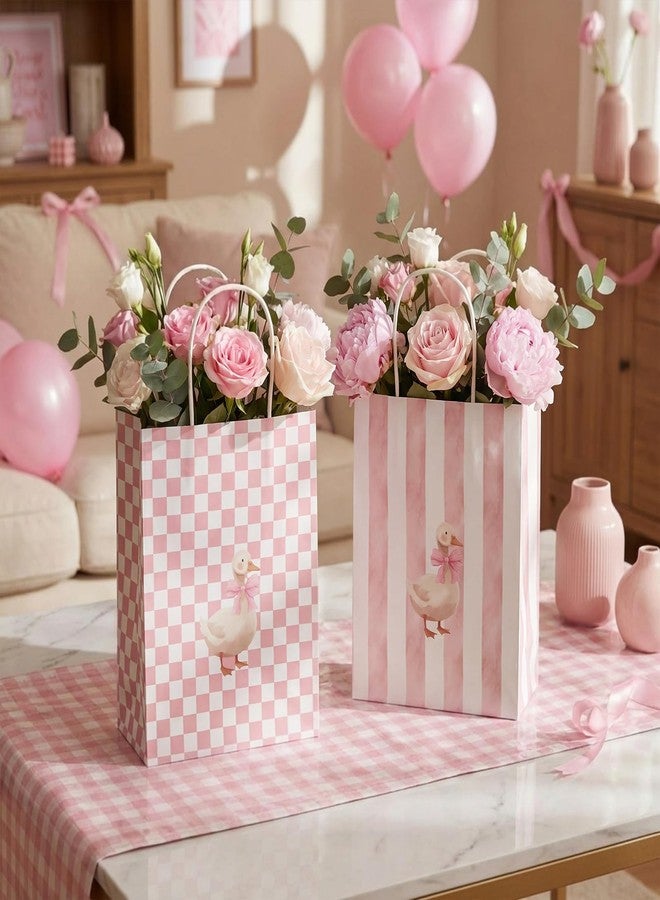 Engrowtic 25 Pcs Pink Silly Goose Bags with Handles Goose Themed Gift Goodie Kraft Paper Bags Coquette Party Favors for Wedding Birthday Bridal Shower Baby Shower Supplies - Image 4