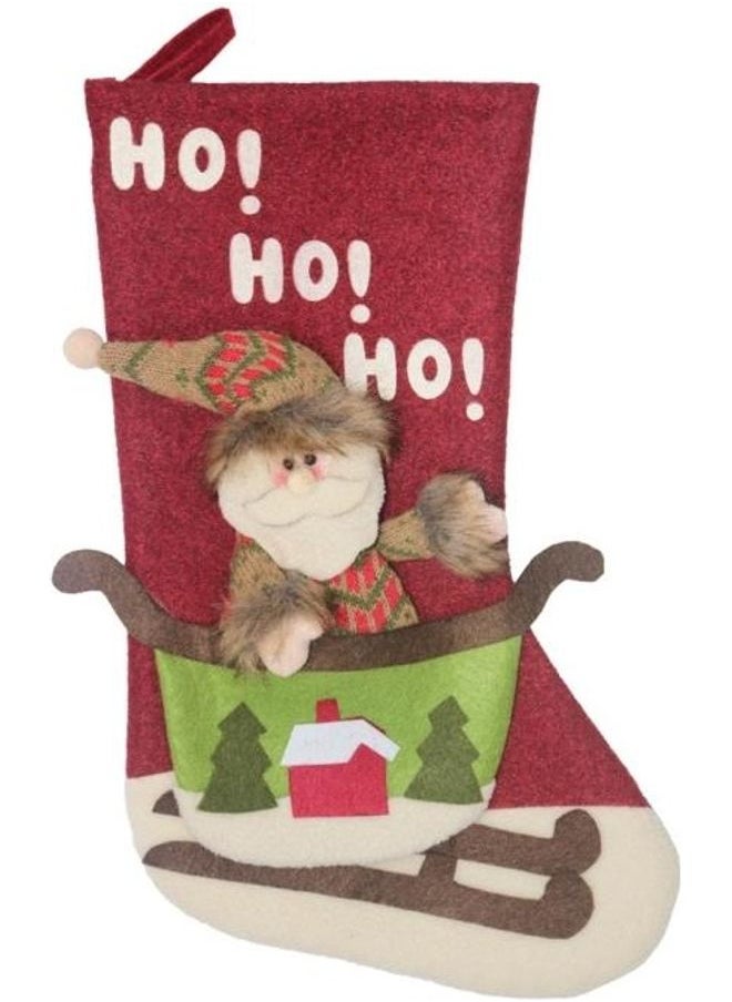 Tree Pendant Decoration Claus Pattern Sock Gift Bag Multicolour