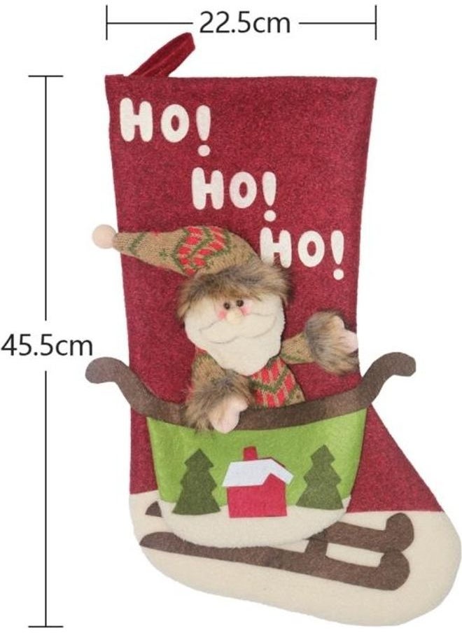 Tree Pendant Decoration Claus Pattern Sock Gift Bag Multicolour