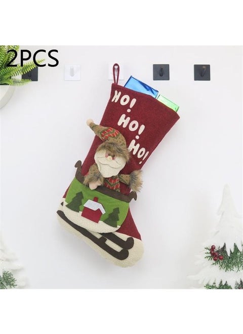 Tree Pendant Decoration Claus Pattern Sock Gift Bag Multicolour