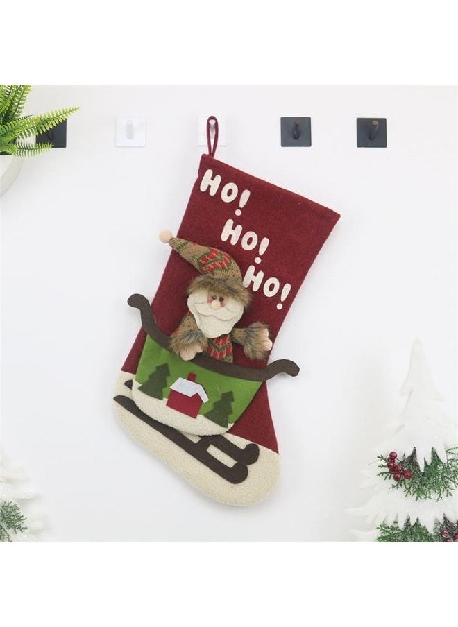 Tree Pendant Decoration Claus Pattern Sock Gift Bag Multicolour