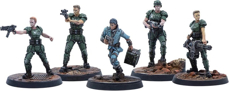 Modiphius Fallout Wasteland Warfare: Survivors: Reilly's Rangers - 5 Miniatures, 32mm Unpainted Resin Figures, Capital Wave RPG - Image 2
