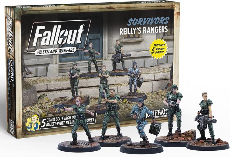Modiphius Fallout Wasteland Warfare: Survivors: Reilly's Rangers - 5 Miniatures, 32mm Unpainted Resin Figures, Capital Wave RPG - Image 3