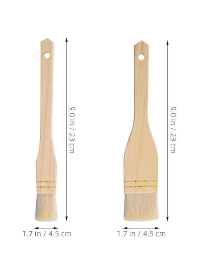4pcs Oil Brush Wood Pastry Basting Brush Set Bbq with Long Wooden Handle For Baking Grilling Cooking and Spreading Oil er Sauce or Marinade Dishwasher Safe Basting Oil Brush - Image 3