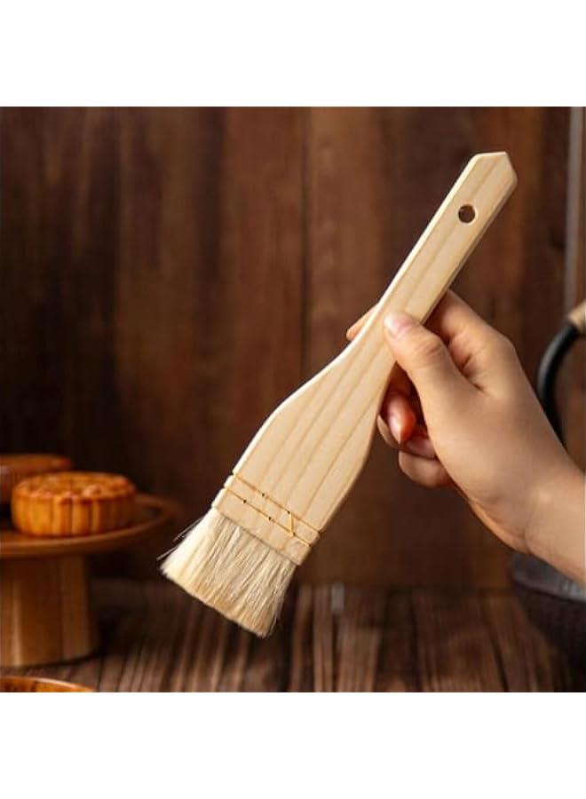 4pcs Oil Brush Wood Pastry Basting Brush Set Bbq with Long Wooden Handle For Baking Grilling Cooking and Spreading Oil er Sauce or Marinade Dishwasher Safe Basting Oil Brush - Image 4