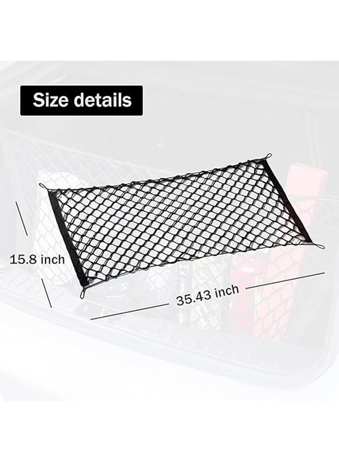 TodyJeyHo Stretchable Elastic Adjustable Cargo Net - Heavy Duty Trunk Organizer with Hooks, Vehicle Storage Solution for SUVs, Trucks, Cars (35.4x15.8 Inches) - Image 2