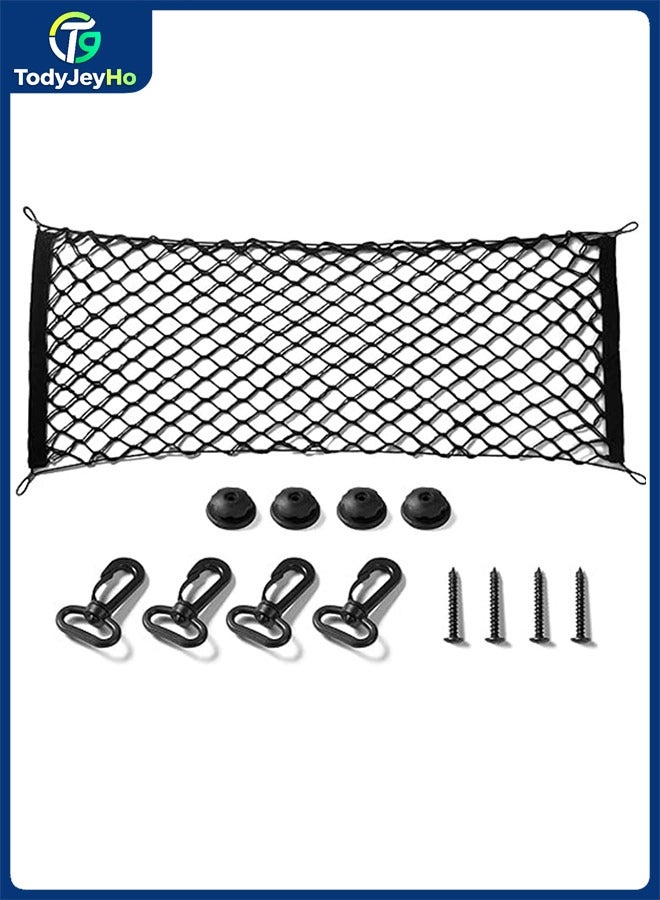 TodyJeyHo Stretchable Elastic Adjustable Cargo Net - Heavy Duty Trunk Organizer with Hooks, Vehicle Storage Solution for SUVs, Trucks, Cars (35.4x15.8 Inches) - Image 1