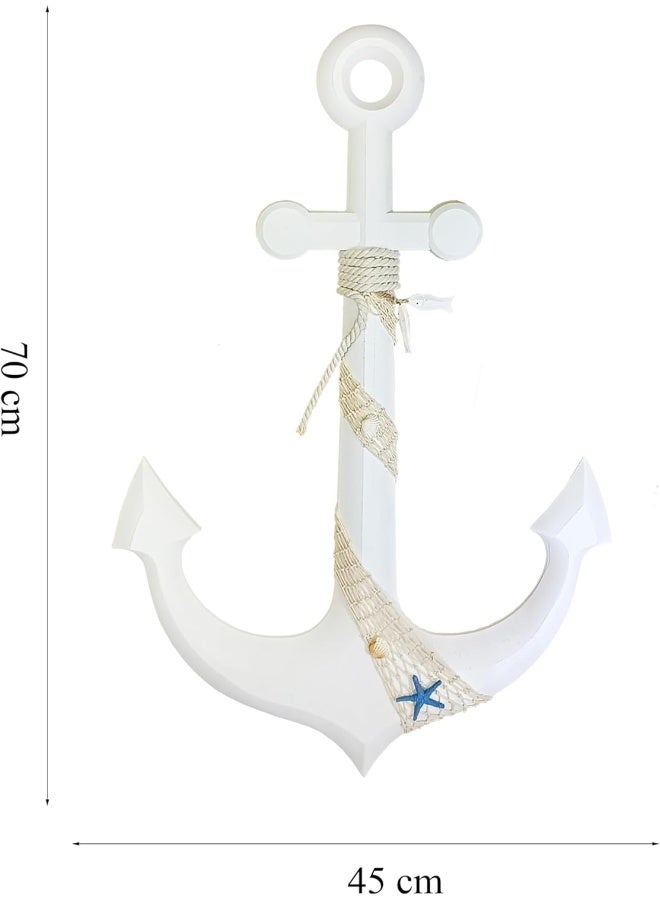YINZUO YINZUO Nautical Anchor Wood Hanging Decoration Coastal Beach Decor Anchor Wall Decor (C)  - Image 3