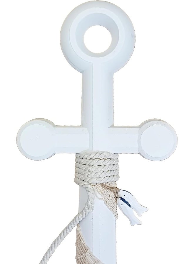 YINZUO YINZUO Nautical Anchor Wood Hanging Decoration Coastal Beach Decor Anchor Wall Decor (C)  - Image 2